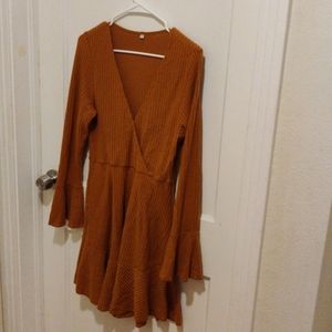 Waffle light weight long sleeve sweater dress